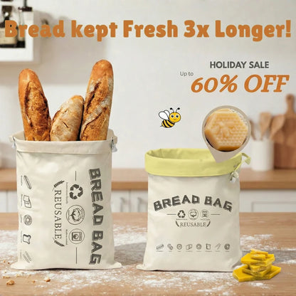 Premium 100% Cotton-Beeswax Bread Bag