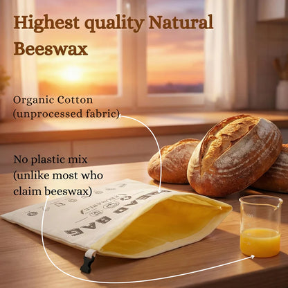 Premium 100% Cotton-Beeswax Bread Bag